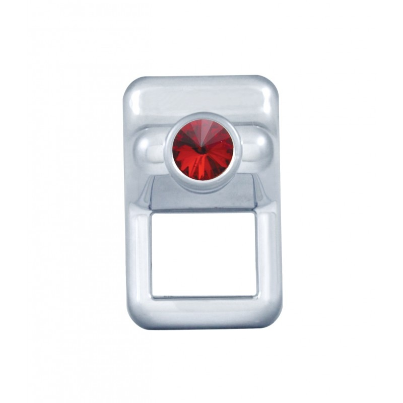 Chrome Plastic Volvo Toggle Switch Cover With Diamond - Red - Cab Interior