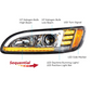 CHROME PROJECTION HEADLIGHT WITH LED SEQUENTIAL TURN & DRL FOR 2005-2015 PETERBILT 386 335 (2005-2010) - DRIVER