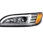 CHROME PROJECTION HEADLIGHT WITH LED SEQUENTIAL TURN & DRL FOR 2005-2015 PETERBILT 386 335 (2005-2010) - DRIVER