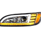 CHROME PROJECTION HEADLIGHT WITH LED SEQUENTIAL TURN & DRL FOR 2005-2015 PETERBILT 386 335 (2005-2010) - DRIVER