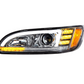 CHROME PROJECTION HEADLIGHT WITH LED SEQUENTIAL TURN & DRL FOR 2005-2015 PETERBILT 386 335 (2005-2010) - DRIVER