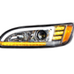 CHROME PROJECTION HEADLIGHT WITH LED SEQUENTIAL TURN & DRL FOR 2005-2015 PETERBILT 386 335 (2005-2010) - DRIVER