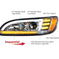 CHROME PROJECTION HEADLIGHT WITH LED SEQUENTIAL TURN & DRL FOR 2005-2015 PETERBILT 386 / 335 (2005-2010) - PASSENGER