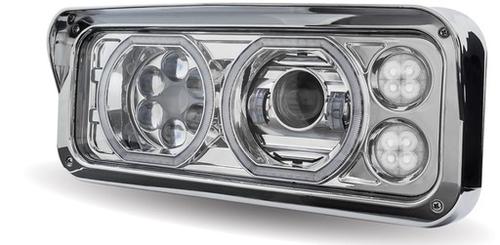 Chrome Projector Headlight fits Freightliner Classic, Peterbilt, Kenworth, and Western Star 4900 -Driver Side