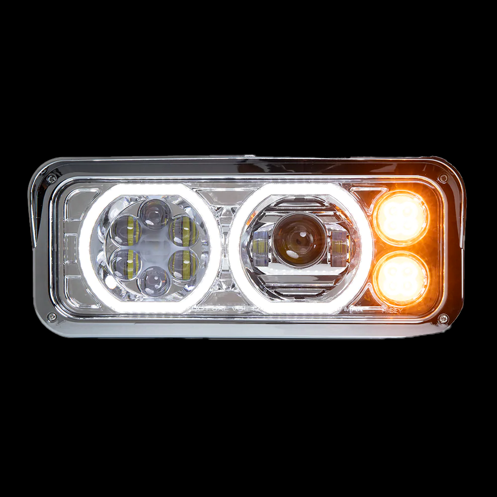 Chrome Projector Headlight fits Freightliner Classic, Peterbilt, Kenworth, and Western Star 4900 -Driver Side
