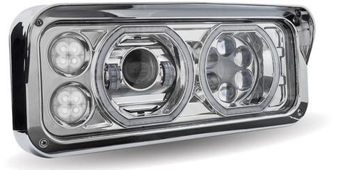 Chrome Projector Headlight fits Freightliner Classic, Peterbilt, Kenworth, and Western Star 4900 - Passenger Side.