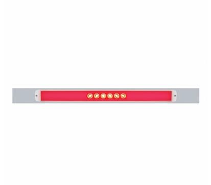Chrome Top Mud Flap Plate With 28 LED 17" GloLight Bar - Red LED/Clear Lens