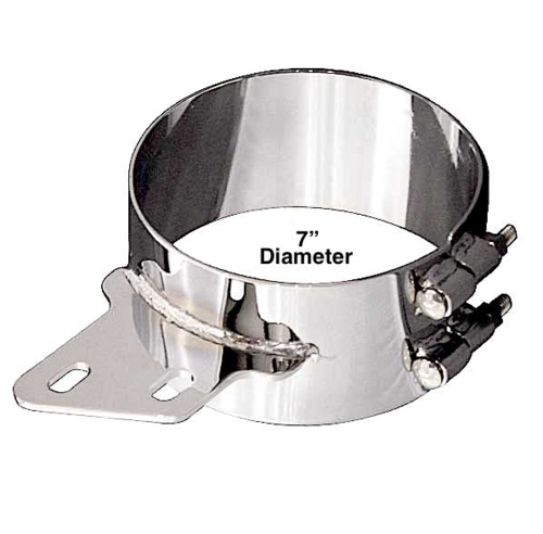 Clamp, Wide, Angled for Peterbilt, 7" Diameter, Chrome