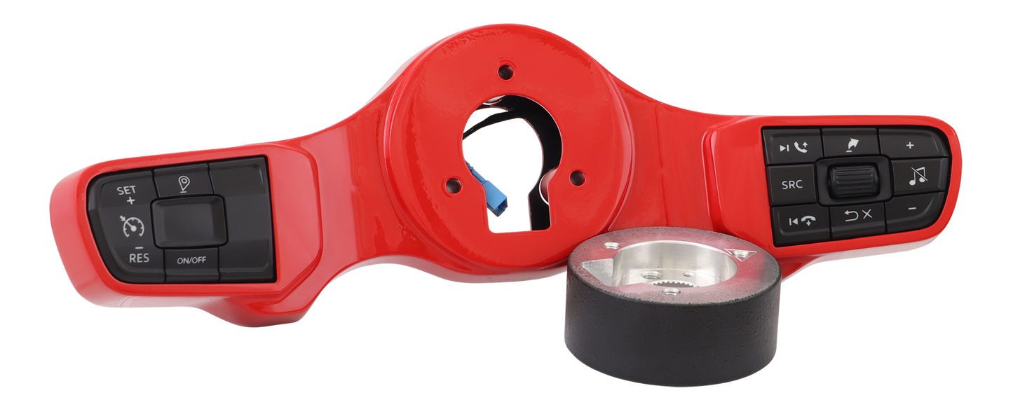 Classic Viper Red Switch Pad Gen 5 for 3-Hole Series 4-Spoke Wheel - 2021 and Up Peterbilt/Kenworth with Digital Dash, includes 839 Hub