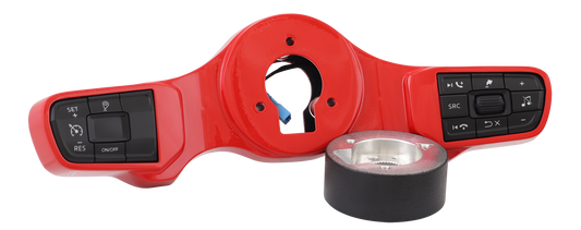 Classic Viper Red Switch Pad Gen 5 for 3-Hole Series 4-Spoke Wheel - 2021 and Up Peterbilt/Kenworth with Digital Dash, includes 839 Hub