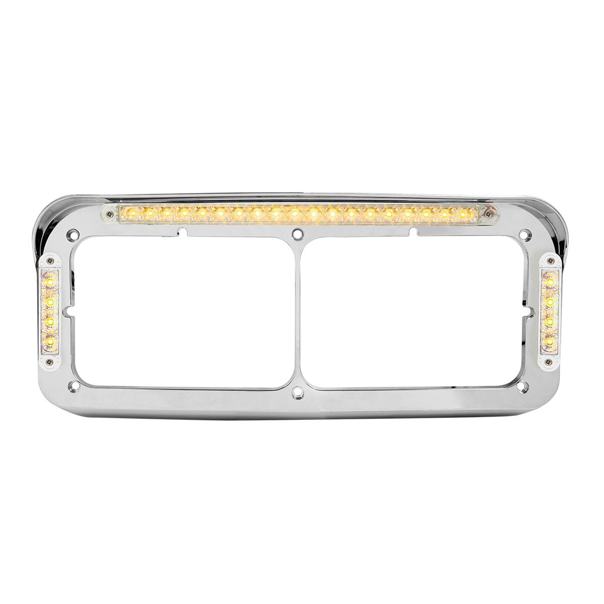 Clear/Amber LED Dual Rectangular Headlight Bezel With Visor
