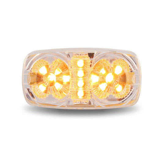 Clear Amber Marker Double Bullseye LED Light - 16 Diodes