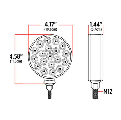 Clear Amber/Red Turn & Marker Double Face Round Reflector LED Light – 38 Diodes