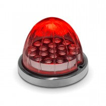 Clear Red Turn Signal & Marker LED Watermelon Light with Reflector Cup & Locking Ring (19 Diodes)