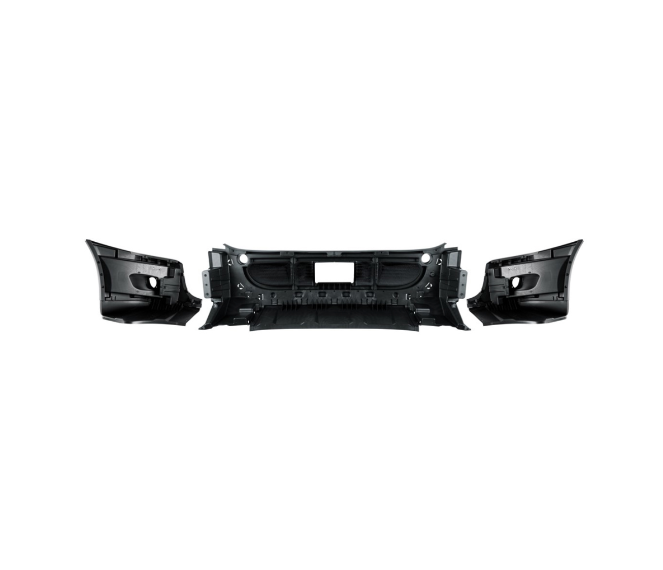 Complete 3-Piece Plastic Front Bumper Set With Fog Light Hole For 2008-2017 Freightliner Cascadia