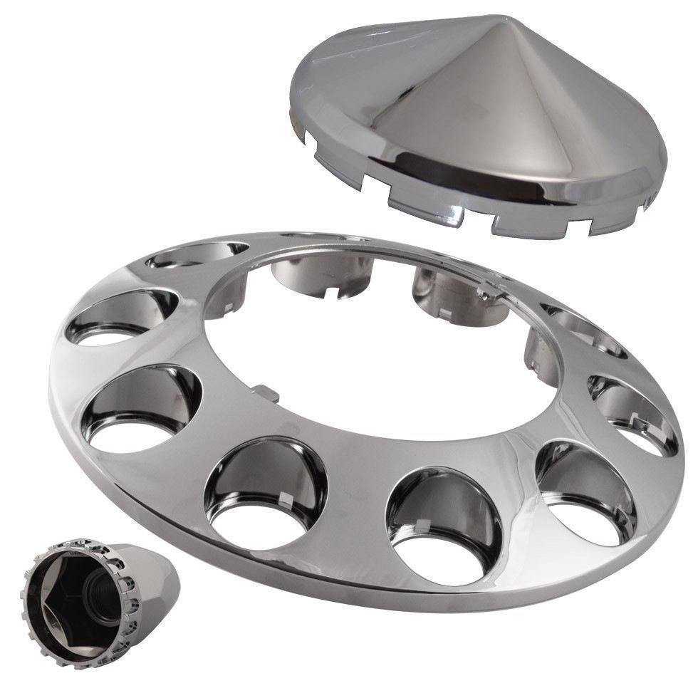 33Mm Push Type Front Cone Axle Kit W/ Lug Nut Covers - Hubcaps & Axle Covers