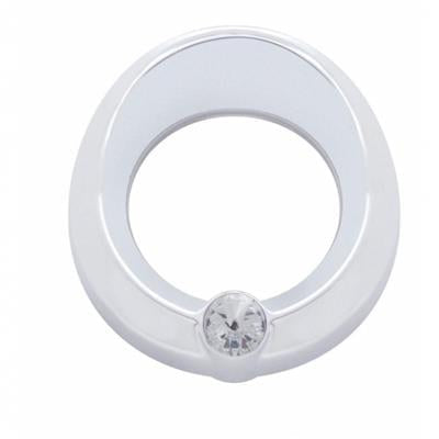 *DISCONTINUED* Chrome Plastic Universal Small Gauge Cover W/ Visor & Diamond - Clear