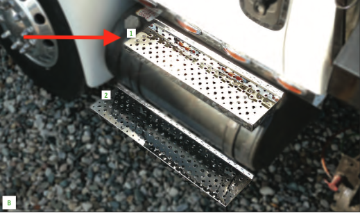 Durastar Top Replacement Step With Punched Tread Mounts on fuel tanks fits International 4300.