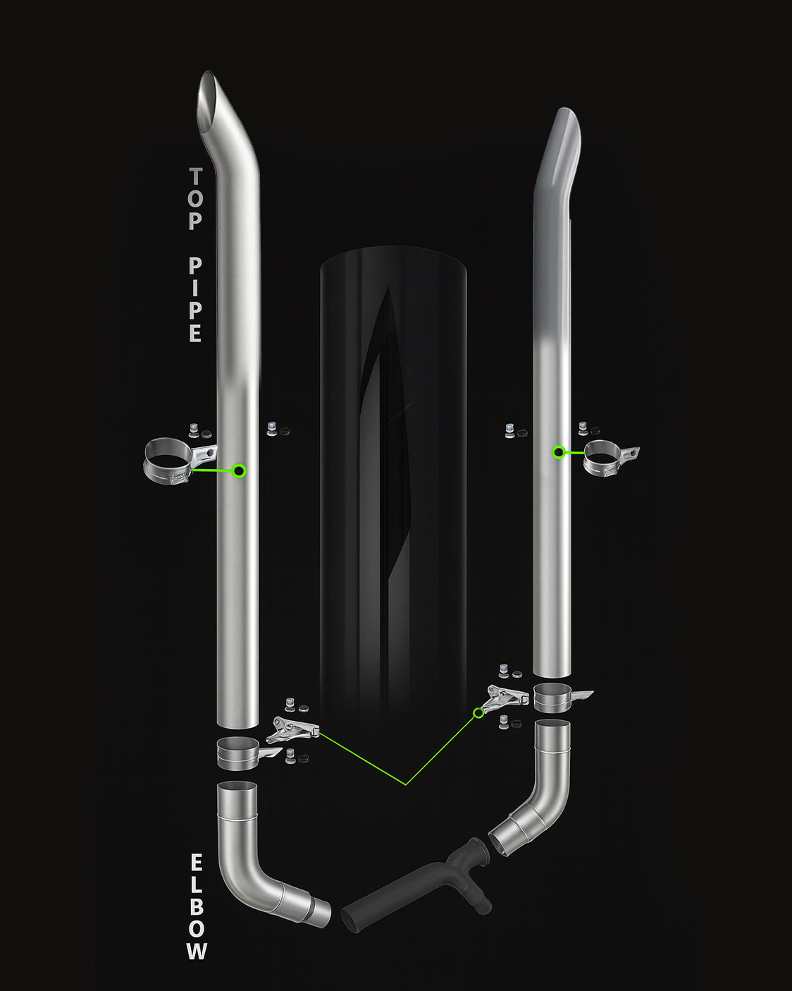 Exhaust Kit 7" DIA x 108" for Freightliner Classic/FLD.