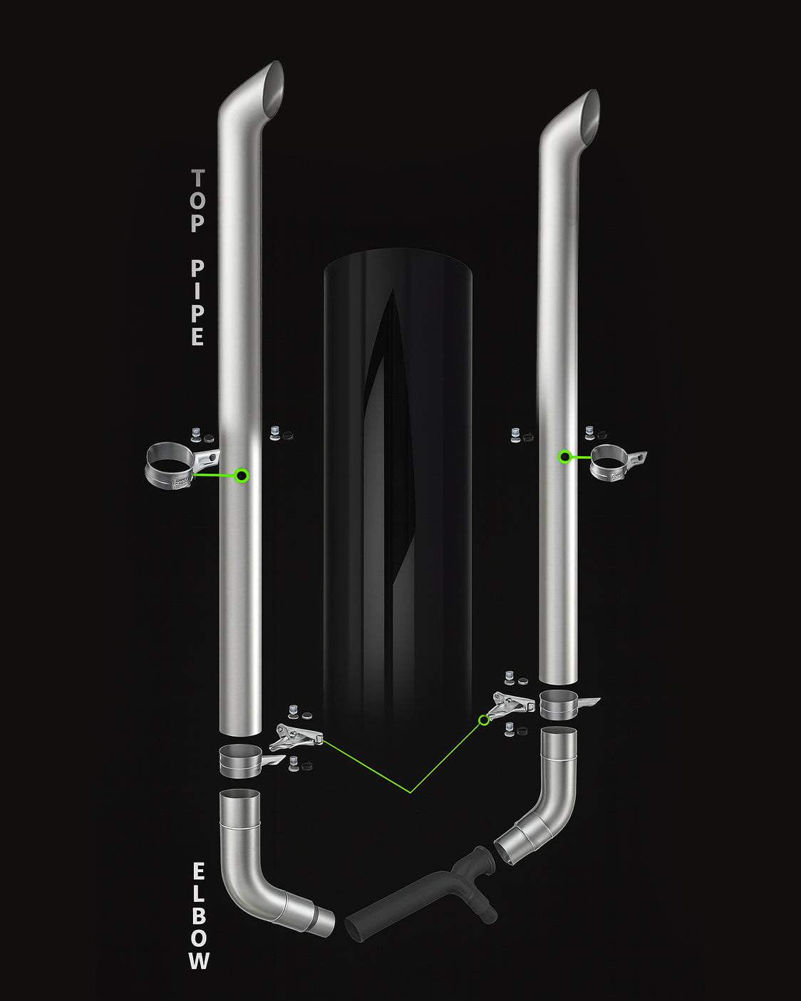 Exhaust Kit 7" DIA x 108" for Freightliner Classic/FLD.