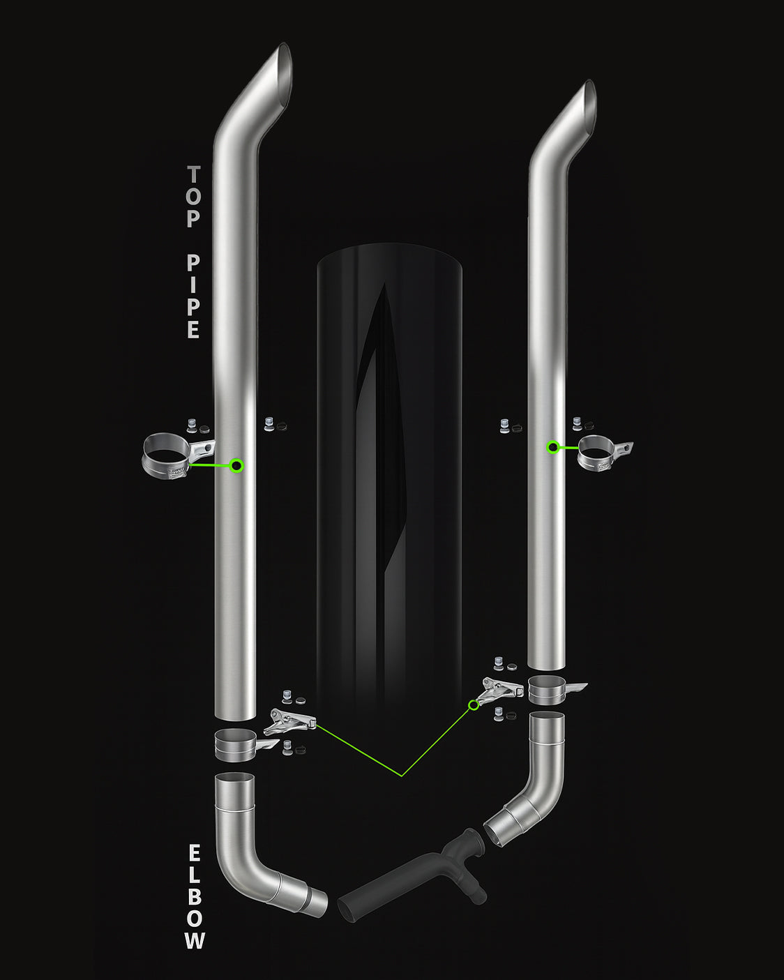 Exhaust Kit 7" DIA x 108" for Freightliner Classic/FLD.