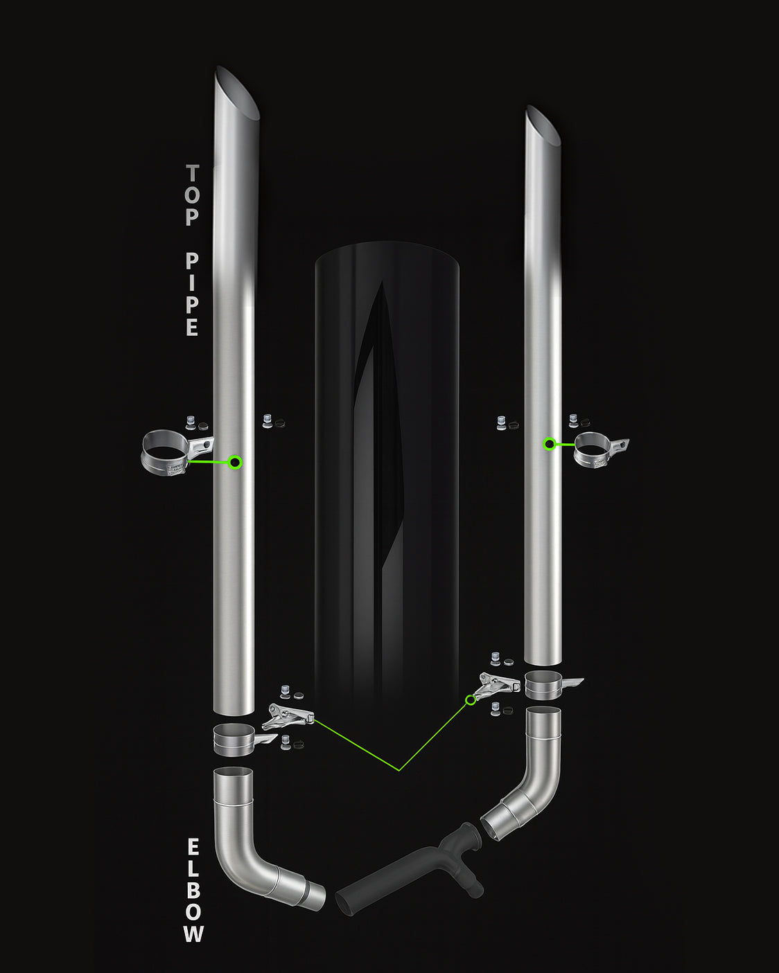 Exhaust Kit 7" DIA x 108" for Freightliner Classic/FLD.