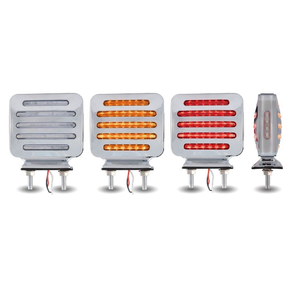 Double Face Flatline Square Led - Post - Clear Amber / Red - Lighting & Accessories
