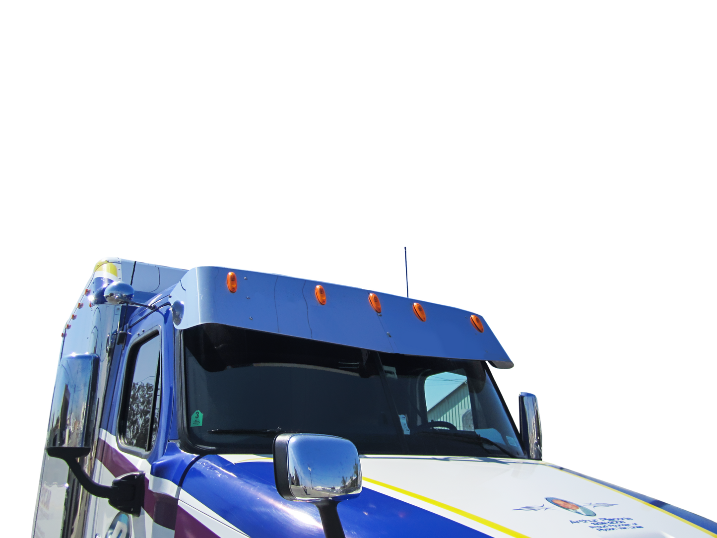 Freightliner Cascadia Day Cab 16"x18" V-Style Visor w/5-OEM Light Holes (1 Hole Side Mount)