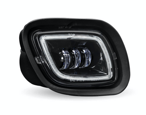 Freightliner Cascadia LED Projector Fog Light Black. Passenger Side