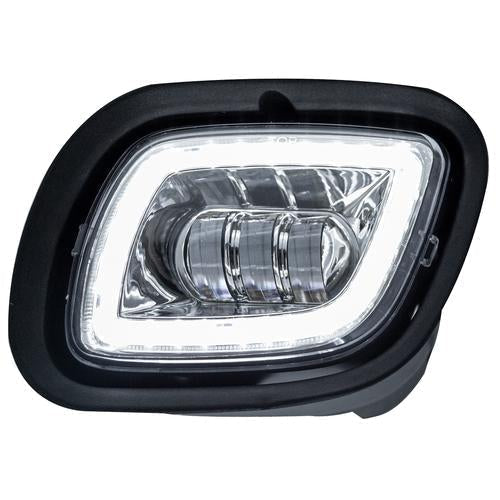 Freightliner Cascadia LED Projector Fog Light Chrome. Driver Side