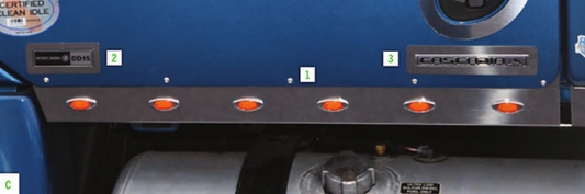 Freightliner Cascadia Long Hood Cab Panels with (12) 3/4" button light holes.