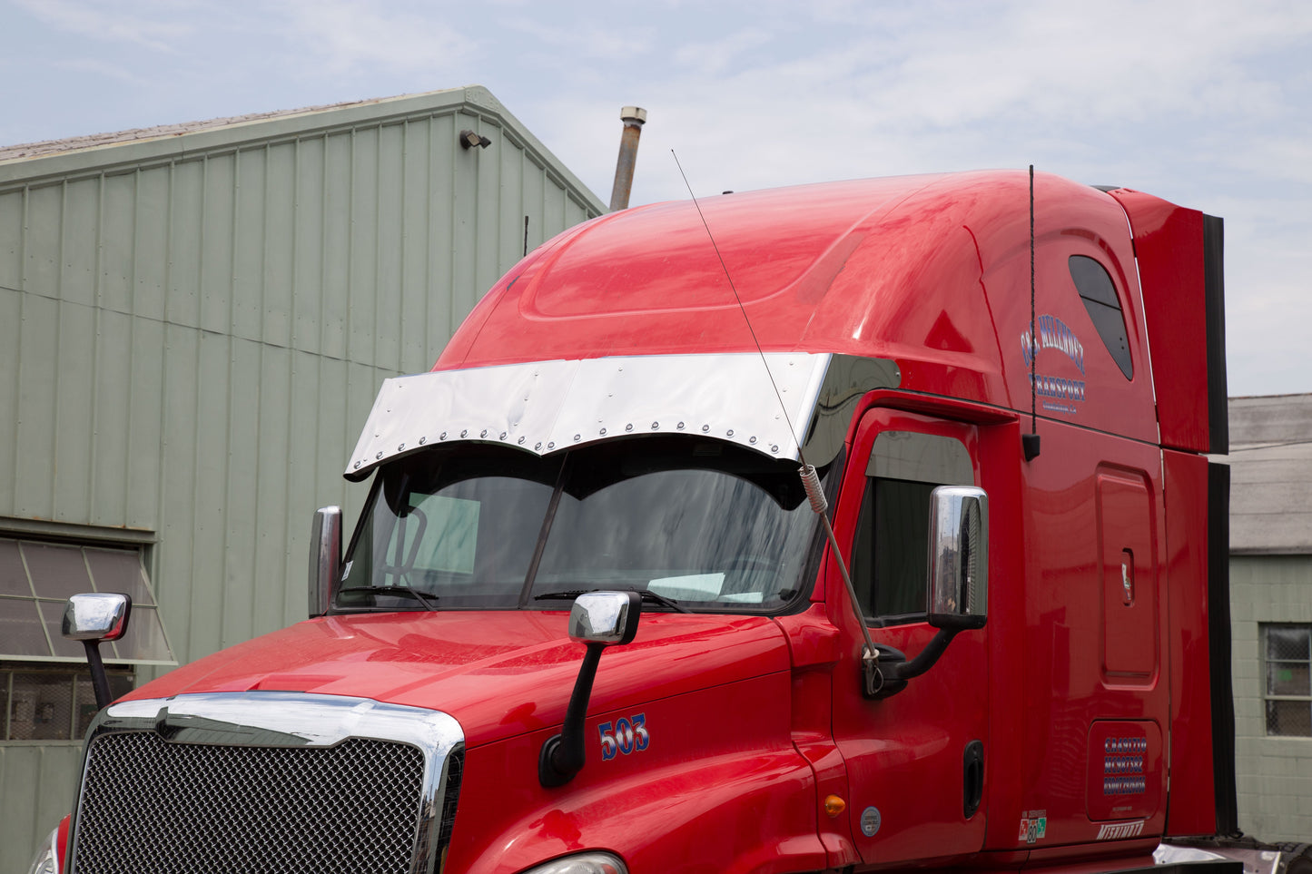 Freightliner Cascadia Mid & High-Roof 18" Twisted Drop Visor w/20-3/4" Light Holes Across the Bottom Face