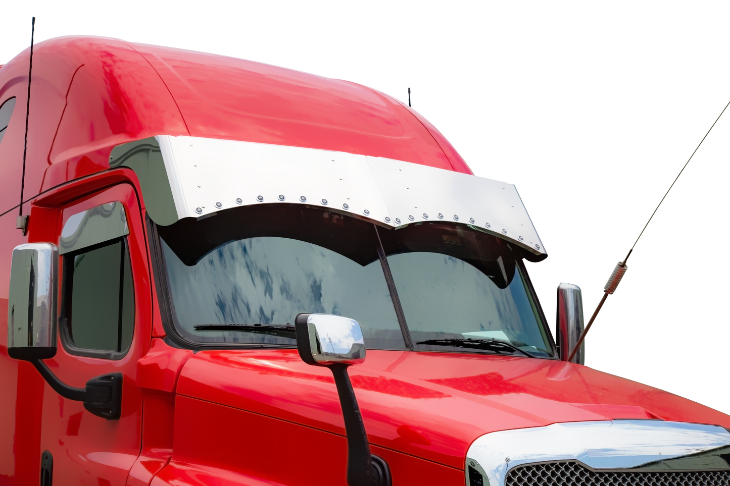 Freightliner Cascadia Mid & High-Roof 18" Twisted Drop Visor w/20-3/4" Light Holes Across the Bottom Face