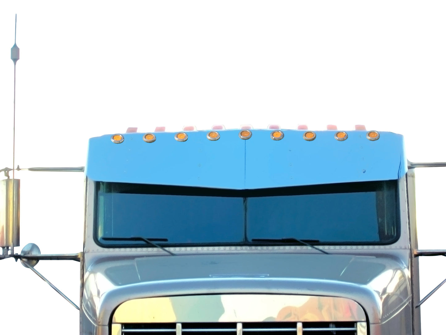 Freightliner Classic Mid Roof 17"x20" V-Style Visor w/9-2" Light Holes (3 Hole Side Mount)