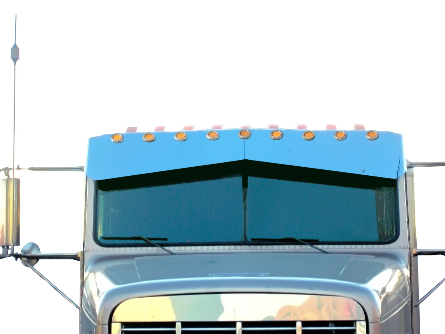 Freightliner Classic Mid Roof 18"x14" Bowtie Visor w/9-2" Light Holes (3 Hole Side Mount)