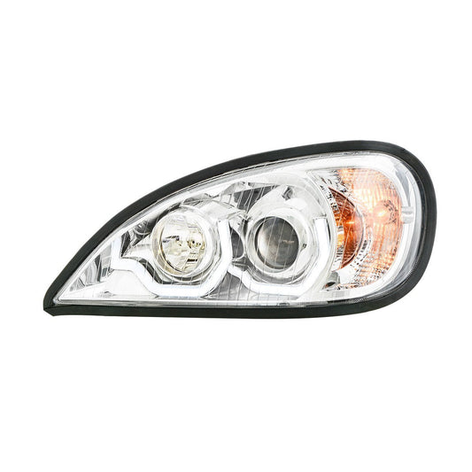 Freightliner Columbia (1996-2013) Chrome Projector Headlight w/ White LED Running Light