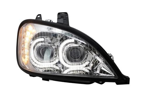 Freightliner Columbia Chrome LED HeadLight Projection With LED Bar. Passenger