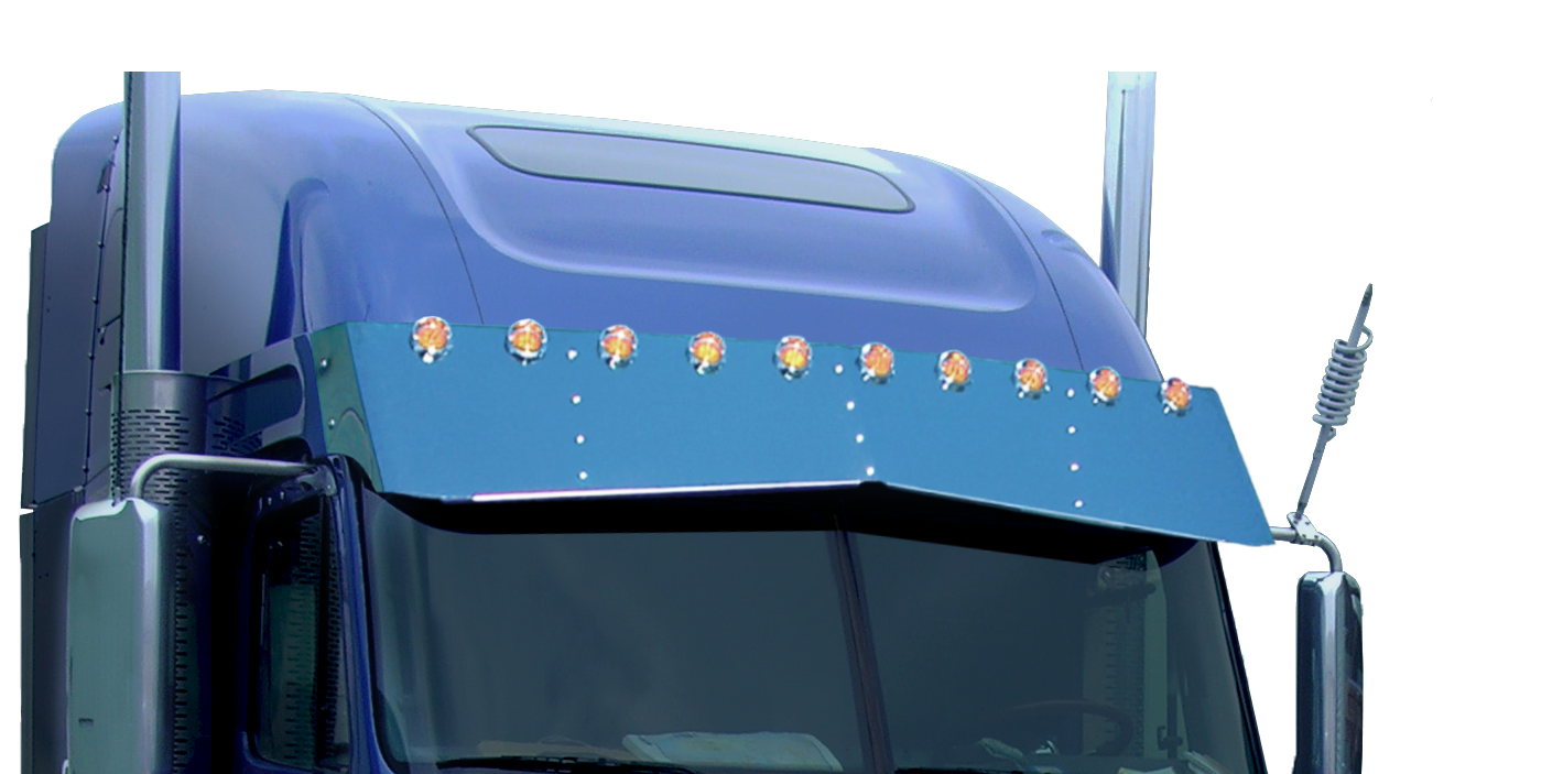 Freightliner Coronado 18"x16" Bowtie Visor w/10-2" Light Holes (2 Hole Side Mount)