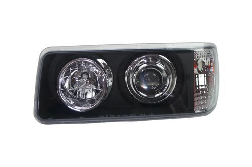Freightliner FLD 112 120 Black Projector Headlight With LEDs