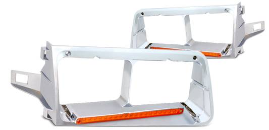 FREIGHTLINER FLD 120 HEADLIGHT BEZEL W/ 14 AMBER LEDS (DRIVER)