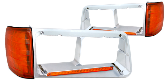 FREIGHTLINER FLD 120 HEADLIGHT BEZEL W/ LED SIDE TURN SIGNAL (DRIVER)