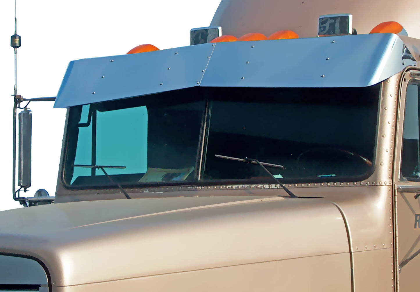 Freightliner FLD Day Cab 13"x9" Bowtie Visor (Replacement For Fiberglass Visor, Mounts To Existing Brackets)