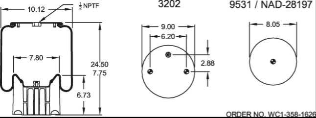 Goodyear Air Spring Rolling Lobe Airbag …. C81-1011 8864 fits Peterbilt