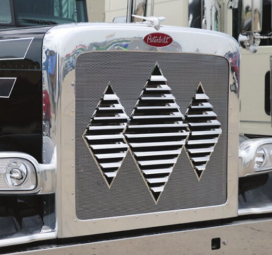 Grill Triple Diamond Louvered, Peterbilt 379 Regular Short Hood - Grille ONLY - Grill Surround NOT included.