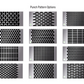 Grille Peterbilt Regular Short Hood 357,377,378,379 And 385 With Tapered Grill - Small 1/4" Circles Punch Style - Grill Surround NOT included - Vertical Grill Bars NOT included.