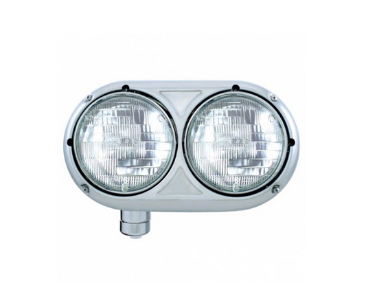 Headlight Assembly With Halogen Bulbs & 304 SS Housing For Peterbilt 359 - Driver