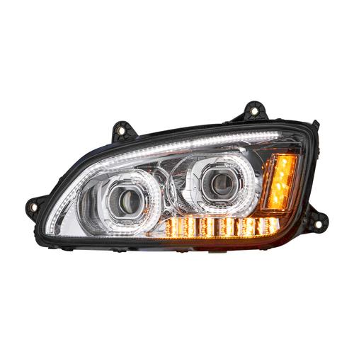 Headlight fits Kenworth T370, T270 T700, T660 With Chrome Driver Side 100% LED