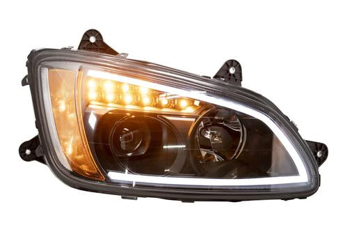 Headlight  For Kenworth T370/T270/T700/T660  With Light Bar (Amber/White Leds)