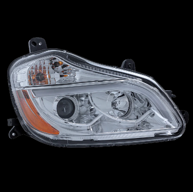 Headlight With Chrome Reflector fits Kenworth T680 With Light Bar - Passenger Side