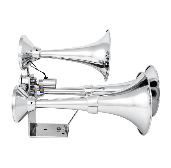 Heavy Duty Mega-Size Chrome Train Horn with Deluxe Sound